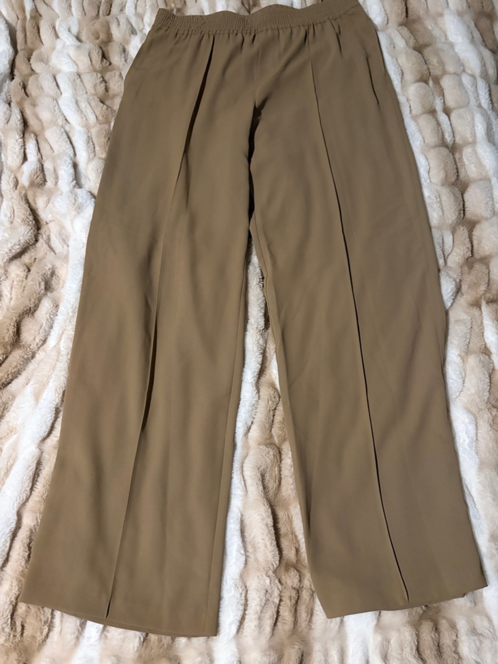 Wayf Tan Elastic Waist Wide Leg Pants